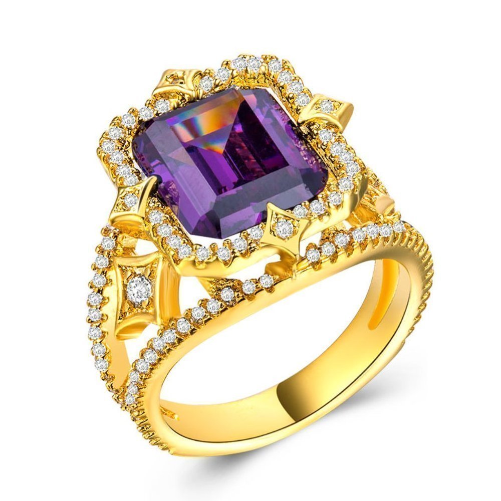 18k Gold Plated Luxury Stylish Purple Cz Wedding Ring, Fb16fa1087